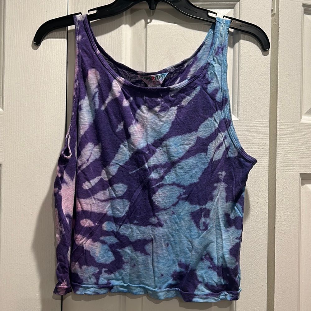 Hard Tail Pink, Purple & Blue Tie Dye Tank, Size Medium